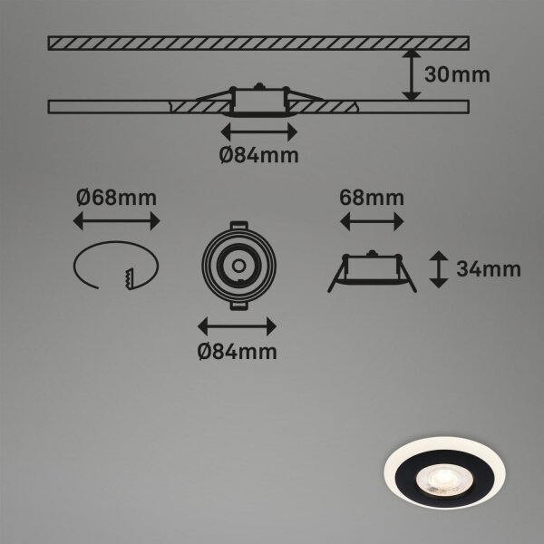 Briloner 7039-035 - SET 3x Lampada LED da incasso per bagni LED/5W/230V IP44