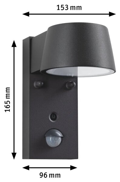 Paulmann 94714 - LED/6W IP44 Applique da esterno con sensore CAPERA 230V