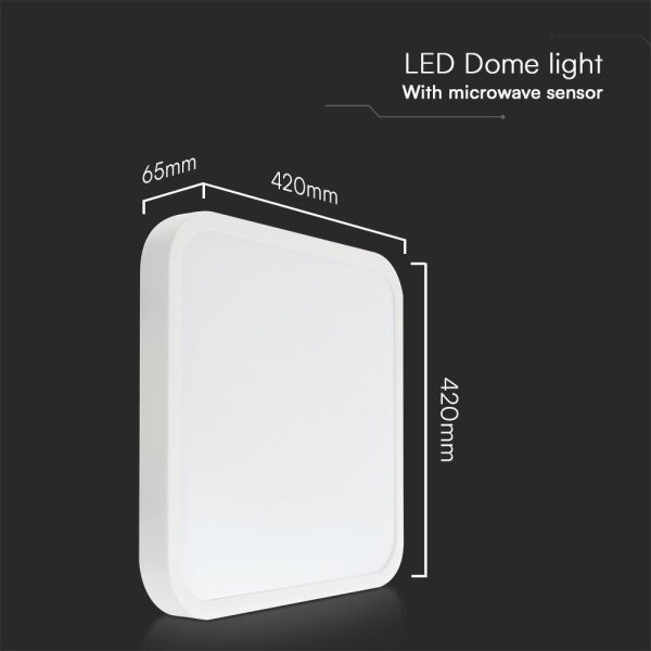 Plafoniera LED bagno con sensore 36W 230V IP44 4000K 42x42 cm + telecomando