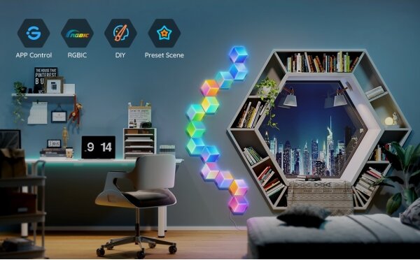 Govee - SET 10x Lampada LED Glide Hexa Pro LED Smart RGBIC Wi-Fi