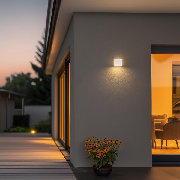 Brilagi TERNI LED/12W/230V lampada da parete esterna con sensore grigia IP44