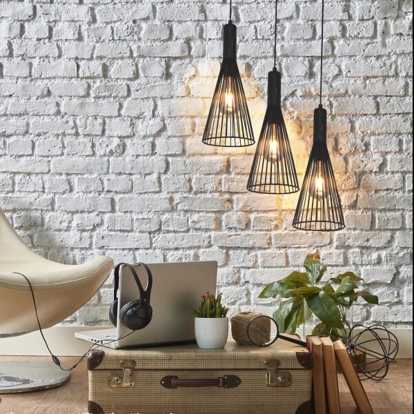 Lampadario a sospensione con filo TIANA 3xE27/20W/230V nero