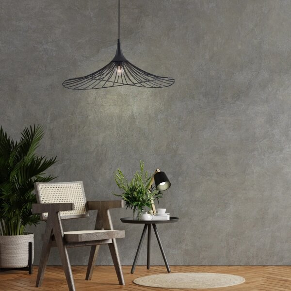 Lampadario a sospensione con filo ARIELLE 1xE27/20W/230V diametro 50 cm nero