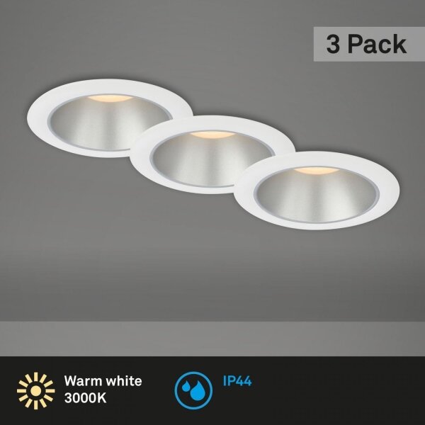 Briloner 7041-036 - SET 3x Lampada LED da incasso per bagni LED/4,9W/230V bianco