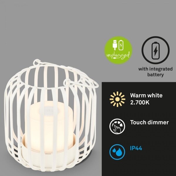 Brilo - LED Lampada da tavolo ricaricabile dimmerabile LED/2W/5V IP44 bianco