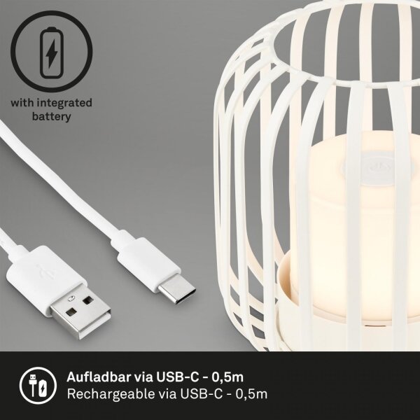 Brilo - LED Lampada da tavolo ricaricabile dimmerabile LED/2W/5V IP44 bianco