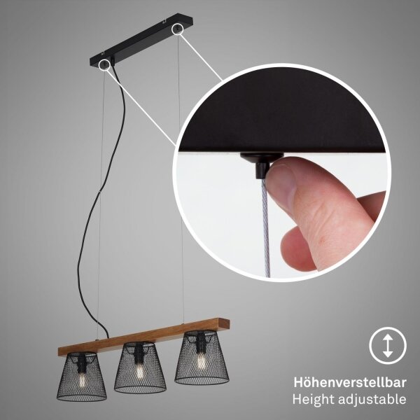 Briloner 4077-035 - Lampadario a sospensione con filo WOOD & STYLE 3xE14/25W/230V