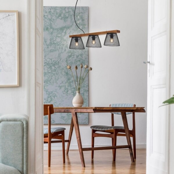 Briloner 4077-035 - Lampadario a sospensione con filo WOOD & STYLE 3xE14/25W/230V