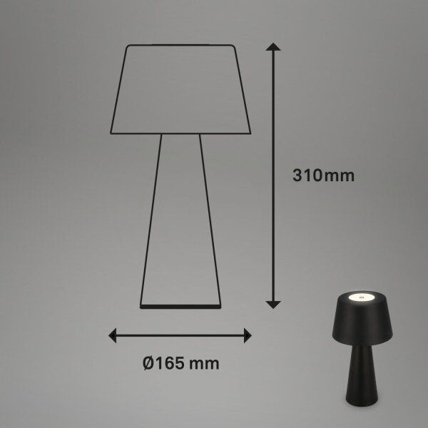 Brilo - Lampada da tavolo per esterni LED Dimmerabile ricaricabile LED/3,5W/5V IP44 nero