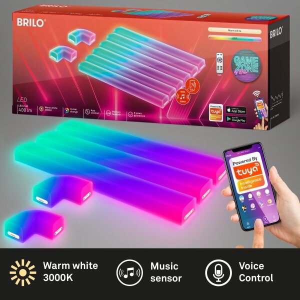 Brilo - Striscia LED RGBIC Smart 24W 230V Wi-Fi Tuya dimmerabile