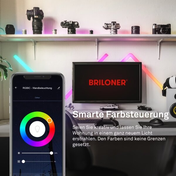 Brilo - Striscia LED RGBIC Smart 24W 230V Wi-Fi Tuya dimmerabile