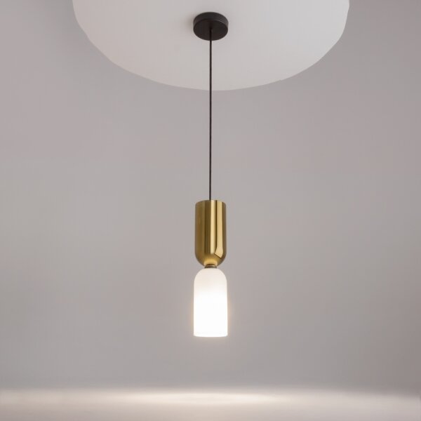 Maytoni MOD177PL-01G - Lampadario a sospensione con filo MEMORY 1xE14/40W/230V oro/bianco