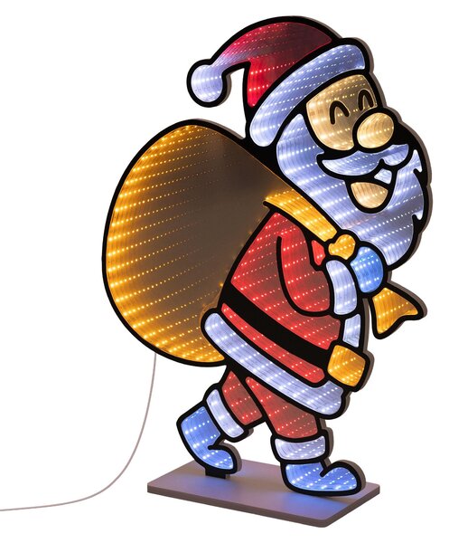 ECD Germany: Babbo Natale con effetto specchio infinito a LED, decorazione natalizia per interni, illuminazione natalizia 3D, catena luminosa a specchio, timer, 47x60 cm