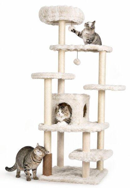 KOMFOTTEU, tiragraffi per gatti, 170 cm, realizzato in peluche, con cuccia per gatti