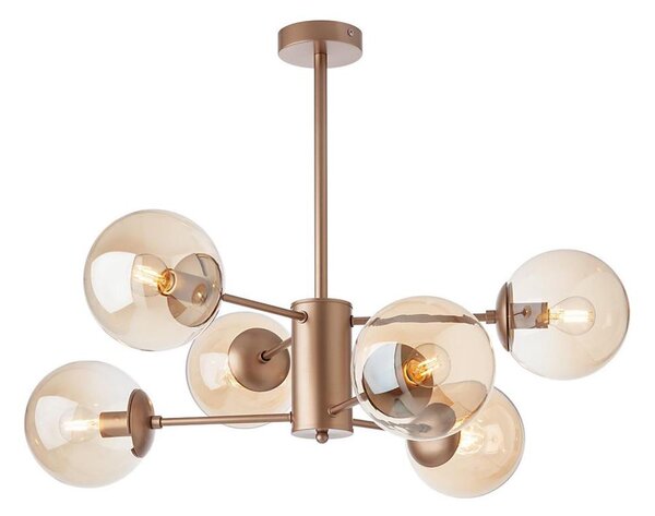 Redo 01-2943 - Lampadario a stelo MUNDI 6xE14/28W/230V rame/fumé
