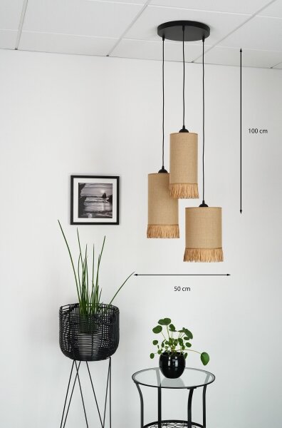 Brilagi - Lampadario a cavo WINNETOU TUBES 3xE27/15W/230V marrone/nero
