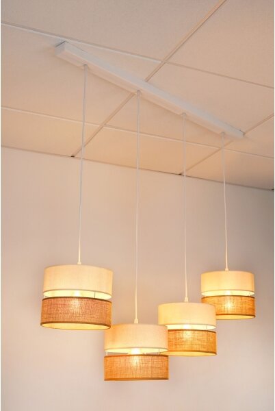 Brilagi - Lampadario a sospensione con filo ROYAL YUTE 4xE27/15W/230V beige/color crema/bianco