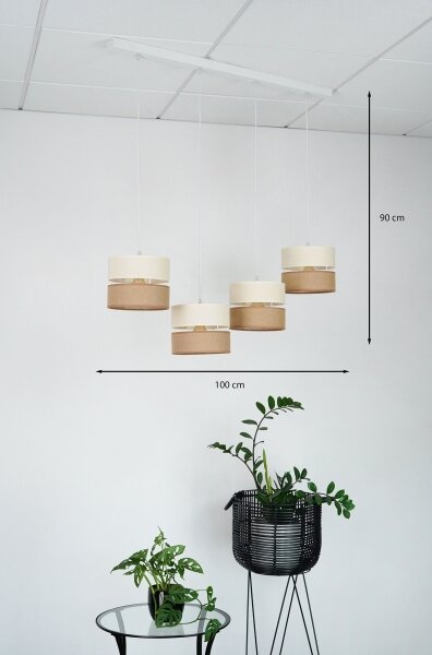 Brilagi - Lampadario a sospensione con filo ROYAL YUTE 4xE27/15W/230V beige/color crema/bianco