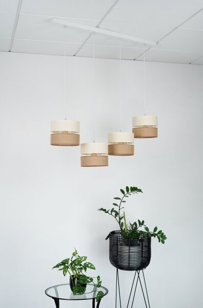 Brilagi - Lampadario a sospensione con filo ROYAL YUTE 4xE27/15W/230V beige/color crema/bianco