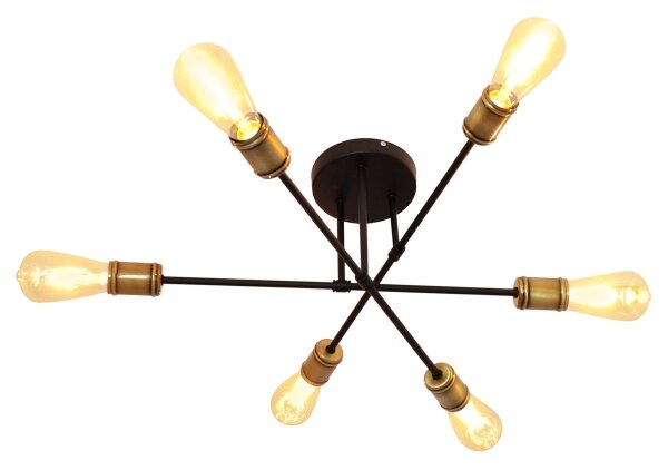 Lampadario a plafone CAMBRIDGE 6xE27/20W/230V nero/oro