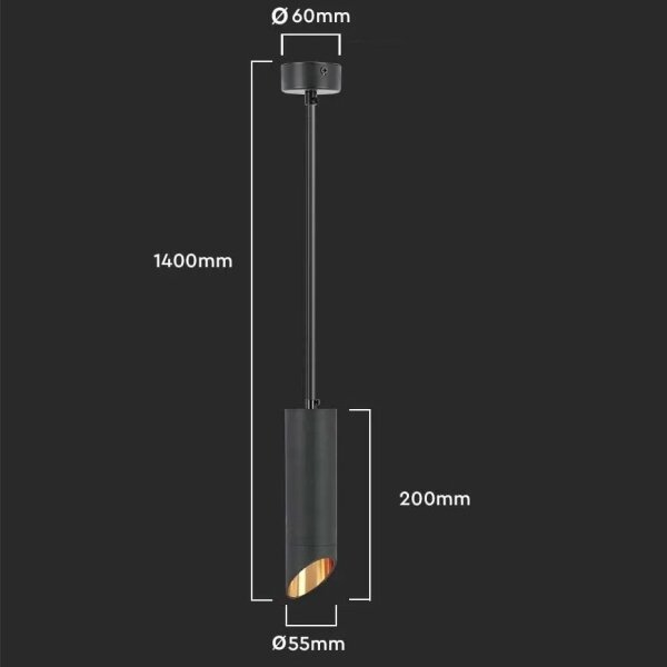 Lampadario a sospensione con supporto rigido 1xGU10/35W/230V 20 cm nero