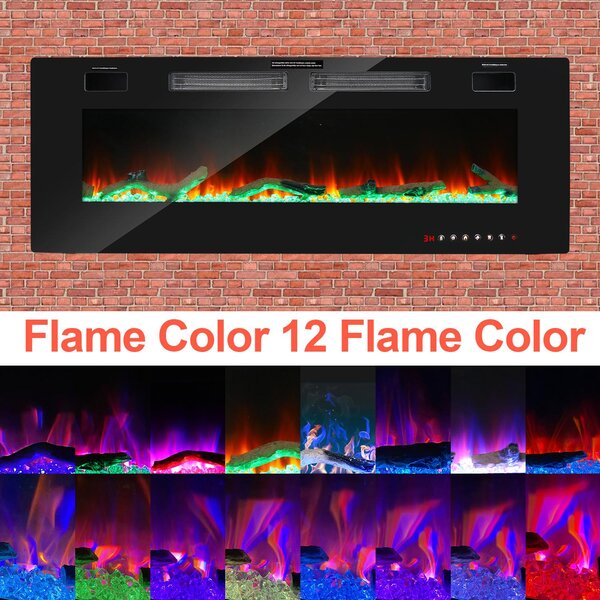 Peviasot Caminetto elettrico da parete, 50 pollici, 750/1500W, con app Wi-Fi, telecomando, timer e 12 colori di fiamma, ideale per il soggiorno