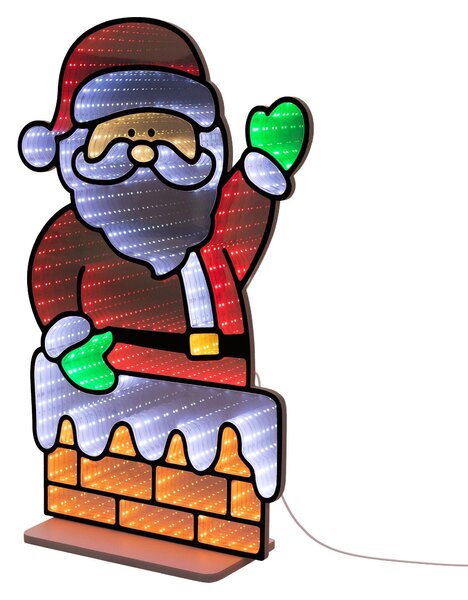 ECD Germany: Babbo Natale con effetto specchio infinito a LED, decorazione natalizia per interni, illuminazione natalizia 3D, catena luminosa a specchio, timer, 38x60 cm