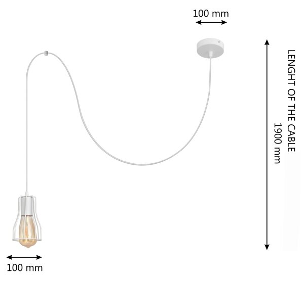 Lampadario a sospensione con filo TUBE 1xE27/15W/230V bianco