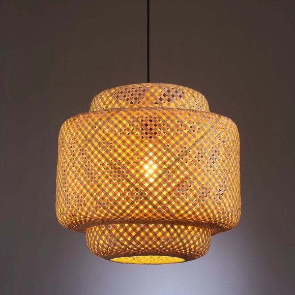 Lampadario a sospensione con filo BERTA 1xE27/20W/230V diametro 40 cm bambù