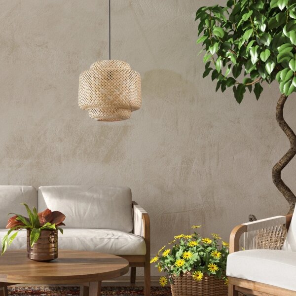 Lampadario a sospensione con filo BERTA 1xE27/20W/230V diametro 40 cm bambù