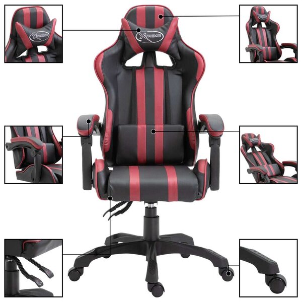 Sedia da Gaming Rosso Vino in Pelle finta