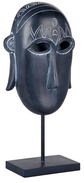 Statua decorativa in poliresina maschera africana in rame 39 cm soprammobile su piedistallo Beliani