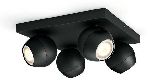 Philips Hue Bianco Amb. Buckram Spot 4 flg. nero 4x350lm DS-