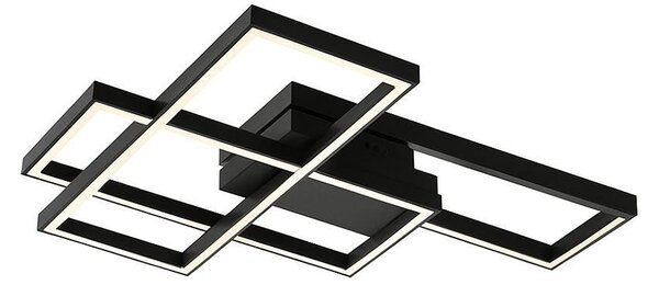 Braytron: moderna lampada da soffitto a LED di design, dimmerabile, 3CCT 3000–6500K, con telecomando, 65W, rettangolare, nera