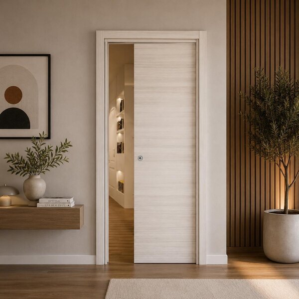Porta da interno scorrevole reversibile palissandro bianca effetto liscio in MDF H210 cm - 60xH210 cm