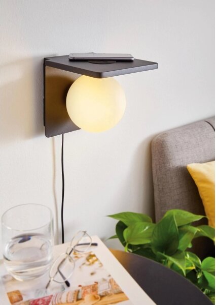Eglo 98265 - Lampada da parete con ricarica wireless CIGLIE 1xE14/40W/230V