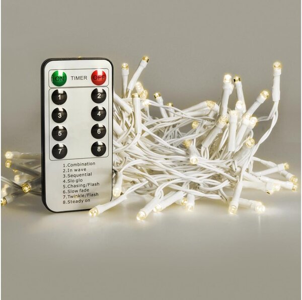 BRILAGI - Catena natalizia LED da esterno 120xLED/8 funzioni/3xAA 9,5m IP44 bianco caldo