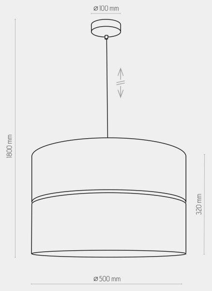Lampadario su filo HILTON 1xE27/25W/230V ottone/nero