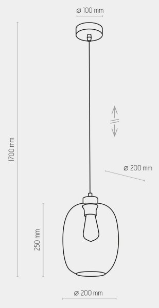 Lampadario su corda ELIO 1xE27/15W/230V