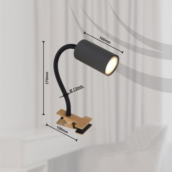 Globo 57911KG - Lampada flessibile con clip ROBBY 1xGU10/25W/230V grigio/marrone