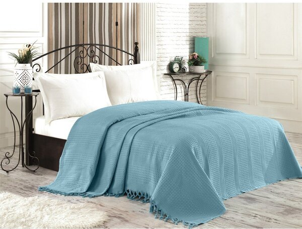 Copriletto in cotone blu per letto matrimoniale , 220 x 240 cm Peacook - Mijolnir