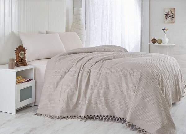 Copriletto leggero in cotone marrone chiaro Marrone, 220 x 240 cm - Mijolnir