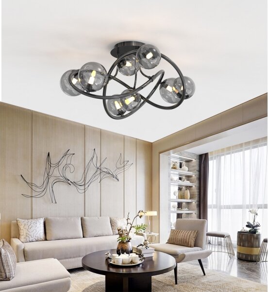 Wofi 9014-805 - Lampadario a plafone LED NANCY 8xG9/3,5W/230V nero/cromo