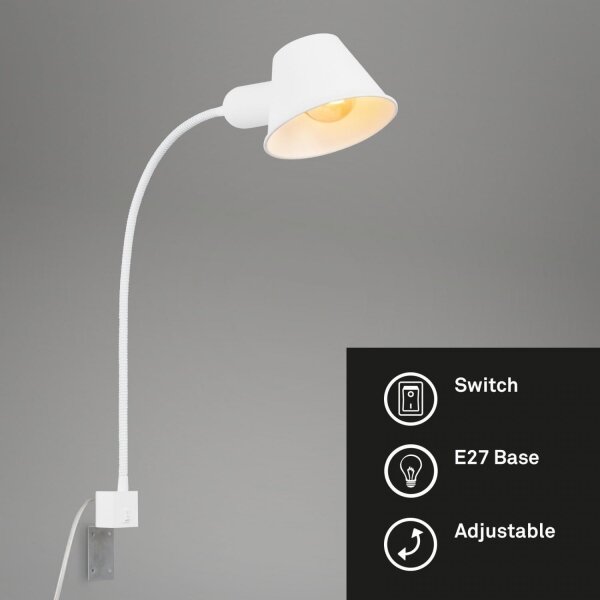 Briloner 2079-016 - Lampada flessibile a parete 1xE27/10W/230V bianco