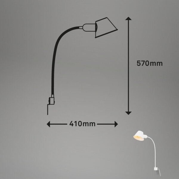 Briloner 2079-016 - Lampada flessibile a parete 1xE27/10W/230V bianco