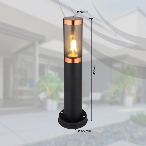 Globo 3158BC - Lampada da esterno BOSTON 1xE27/23W/230V IP44 45 cm nero/rame