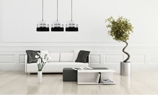 Lampadario a sospensione con filo CORAL 3xE27/60W/230V bianco e nero