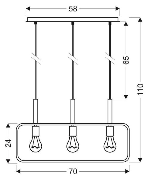 Lampadario a sospensione con filo FRAME 3xE27/60W/230V nero