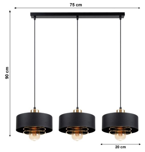 Lampadario a sospensione con filo VEST 3xE27/60W/230V