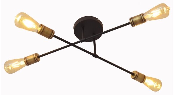 Lampadario a plafone CAMBRIDGE 4xE27/20W/230V nero/oro